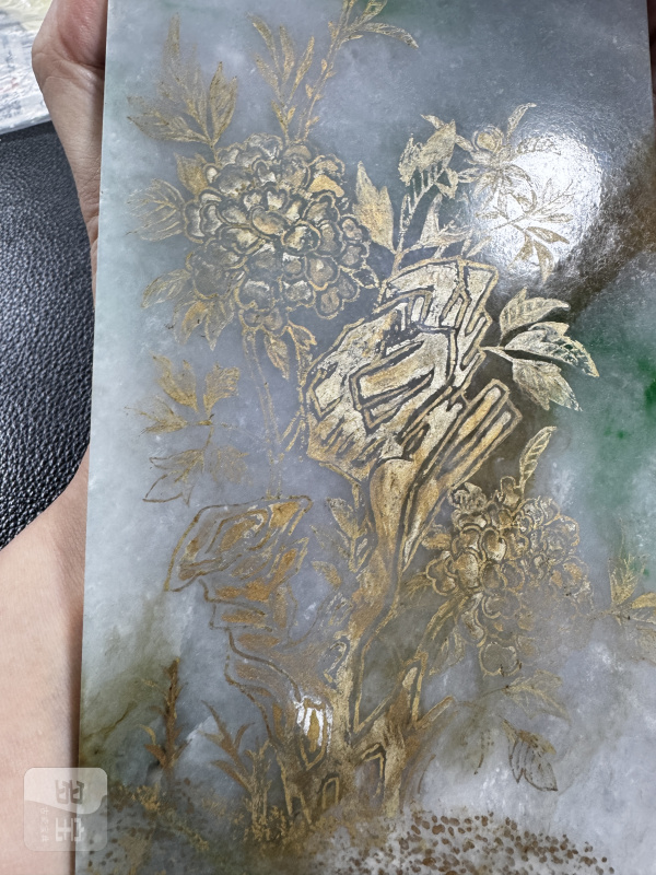 清 翡翠描金百寿图案屏一对 - 图20